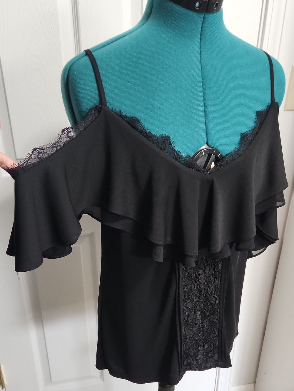 White House Black Market Black Lace-Trim Camisole